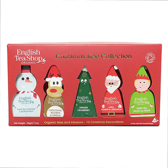 ENGLISH TEA SHOP CHRISTMAS TREE COLLECTION 10 LOOSE TEA PYRAMID BAGS